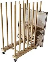 Art Storage Rack with Caster Wheels, Wood Storage Stand for Canvas Boards, Panel, Frame, Drawing Board, Printed Matter, Paper Pad, Backing Plate (UN-DD-5D)