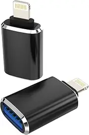 Lightning to USB Iphone OTG Adapter(2Pack)Camera Card Reader Dongle Keyboard Mouse Flash Drive MIDI Hub Piano U Disk Data Sync Converter for Apple 11 12 13 14 Pro Max Mini Xr X Xs Se 7 8 Plus Ipad Air