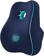 Max&Love Lumbar Support Pillow Cover Ergonomic Design Orthopedic Backrest for Back Pain Relief Memory Foam Back Support for Office Chair Computer Chair Car Seat Recliner and Couch (Dark Blue)