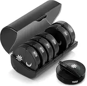 Portable Pill Organizer - 2 Daily Compartments for a Week - Travel-Friendly, Light-Resistant Pill Box - Ideal for Vitamins, Medication, Supplements (Black) (Weekly (7-Day) AM/PM (Black))