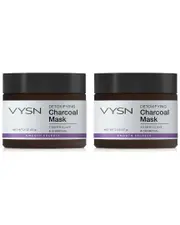 VYSN Unisex 2oz Detoxifying Charcoal Mask - 3 Earth Clays & Charcoal - 2 Pack