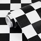 Black and White Contact Paper Mosaic Checkered Peel and Stick Wallpaper Lattice
