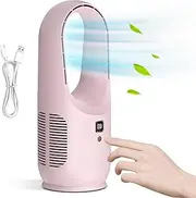 [ADVWIN] USB Desk Fan, Portabl Bladeless Fan Rechargeable Stand Fan for Home, Office, Bedroom, Living Room, Dorm Pink