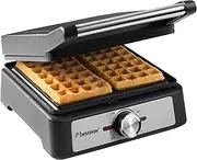 Bestron Waffle maker for Belgian waffles, Brussels waffle maker for two thick waffles, with non-stick coating & Cool Touch handle, Black Label Collection, Colour: matt black