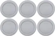 Pyrex 7202-PC Jet Gray Round Plastic Food Storage Replacement Lid, Made in USA - 6 Pack
