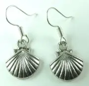 Earrings with Clam Shells Silver Tone Beach Wedding Bridesmaid