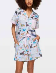 NEW PETER ALEXANDER CUTE DOGS TOP & SHORTS COTTON SATEEN PJ SET XL RRP$139.90