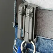 Titanium Double Clip Belt Waist Buckle Key Ring Holder Outdoor Pendant Tool