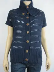 Crossroads Ladies Chunky Cowl Neck Cardigan sizes 12 14 16 Colour Navy