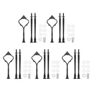 5 Set Cake Tray Stand Handle Plate Hardware Fitting, 3-Tiers Crown Black