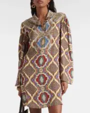 ETRO ‘Cady’ Multicolor Patterned Mini Shirt Dress Size 44 IT / 8 US $2300+ NEW