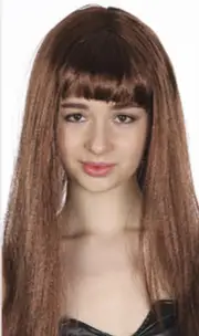 LONG WIG Straight Party Hair Costume Fringe Cosplay Fancy Dress 70cm Womens - Brown (22465)