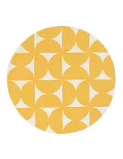 [LOOPSIE] Zaki Geometric Washable Round Rug in Yellow/Ivory