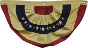 Aged American Flag Bunting 30" Embroidered Stars Red Blue Stripes Tea Stained