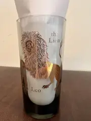 LEO Zodiac Highball Collins Glass Gold Smoked Federal Astrology VTG Barware Lion