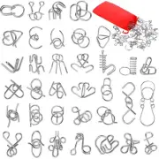 Metal Brain Teaser Puzzles Set of 36 with Pouch, Steel IQ Games Physics Mind ...
