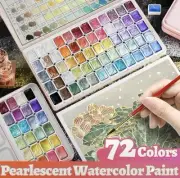 72 Color Professional Pearlescent Watercolor Set Brilliant Shimmering Coverage