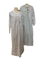 Two VTG Kmart Floral flannel nightgowns with tags Basic Editions Large
