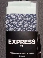 EXPRESS Pre Folded Pocket Squares AQUA and NAVY New Pack Of 2