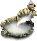 Metal Waterfall Cone Incense Burner, Lotus Leaf, Home Yoga Aromatherapy