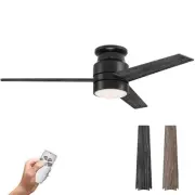 Flush Mount Ceiling Fan with Lights Remote Control, 52-Inch, Black(3-Blades)(...