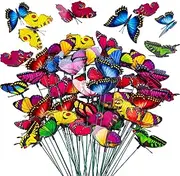 VGOODALL 50PCS Butterfly Garden Decorations, 11.8 inch Butterfly Stakes Ornaments Artificial Waterproof Butterflies for Flower Bouquet Outdoor Indoor Yard Art Patio Plant Pot Flower Bed Home Décor