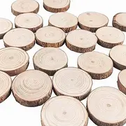 BetterJonny 100Pcs Wooden Discs Under 3cm Round Log Kit With Hole - Unfinished Circles With Twine Raw Craft Wood for DIY, Crafts, Wedding, Christmas Decoration