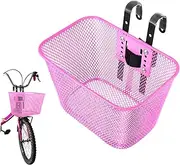 Yardwe Front Bike Basket for Women Square Mesh Container with Quick Release Strap and Hooks for Daily Use and Shopping Removable Design for Easy Installation