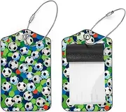 [WOSHJIUK] 2-Pc,Luggage Tags for Suitcases,Travel Tags for Luggage,Football Soccer Balls Floral