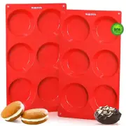 Walfos Silicone Whoopie Pie Baking Pans, 2 Pcs Non-Stick Muffin Top Pan. Food...