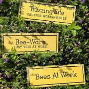 BEE Metal Signs Apiary Garden Decor - Bees at Work / Buzzing Site / Bee-Ware
