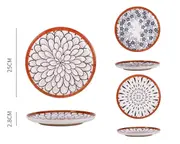 bulk 12 Oriental Special Glazed Round Plate 3 Assorted 25x3cm
