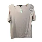 Talbots Women Top S Pink Short Sleeve V-Neck Rayon Spandex pullover