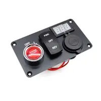 在飛比找蝦皮購物優惠-一鍵紅色按鈕開關 船形開關面板組合USB快充電壓顯示適用改裝