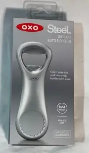 Oxo SteeL Die Cast Zinc Rust Proof Kitchen Bottle Opener Non-Slip Silver 3112700