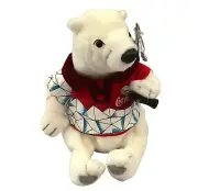 Coca-Cola Plush Polar Bear in Red and White Golf Shirt