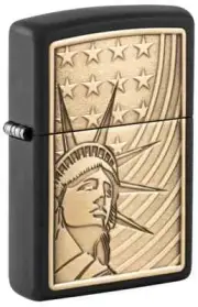 Zippo 48921, Statue of Liberty Lighter, Black Matte Finish, Emblem, NEW