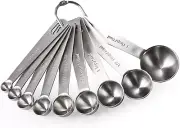 18/8 Stainless Steel Measuring Spoons Metal Measure Spoon Set of 9 Piece 1/16 TS