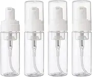 4 Pcs 100ml Foam Pump Bottle Plastic Empty Clear Refillable Foaming Soap Dispenser Container Bottle for Liquid Soap, Cosmetic, on Kitchen Bathroom Sinks and Travel