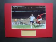 ENGLAND GEOFF HURST 1966 WORLD CUP GOAL HAND SIGNED PHOTO A3 MOUNT DISPLAY - COA