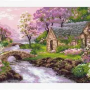 Springtime Serenity Cross Stitch Kit - 15" x 10" - Zweigart 14 ct. White AIDA -