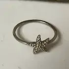 Sterling Silver Textured Star Fish Ring size 9