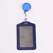 [HIFFEY] Easy Pull Buckle Student ID Card Credential Holder PU Leather Bus Card Cover Plastic Keychain Gift (Color : Q)