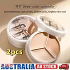 2×Makeup 3 Colors Contour Face Cream Concealer Palette Repair And Cover For Acne