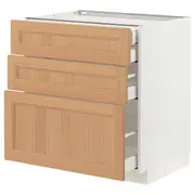 METOD / MAXIMERA base cb 3 frnts/2 low/1 md/1 hi drw, white/Vedhamn oak, 80x60x80 cm