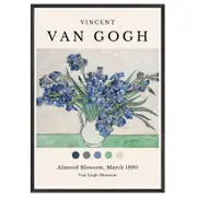 Galrie Van Gogh's Irises in Vase Iconic Post-Impressionist Art Print for Home Decor, Black Frame, A4 21 x 30cm (8 x 12inch)