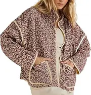 [YKR] Women's Cropped Puffer Jacket Floral Print Quilted Puffer Jackets Open Front Lightweight Short Jacket Trendy