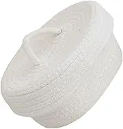 Ciieeo Cotton Rope Woven Storage Basket with Lid for Makeup Jewelry and Elegant Desktop Organizer Baskets for Home Decor and Practical Storage