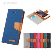 For iPhone 8 7 plus SE(2nd Gen) Leather Wallet Card Case Canvas Soft TPU Cover