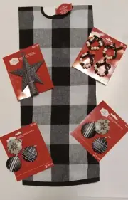 Holiday Time 48" Black, White, Buffalo Check Christmas Tree Skirt And Accessorie